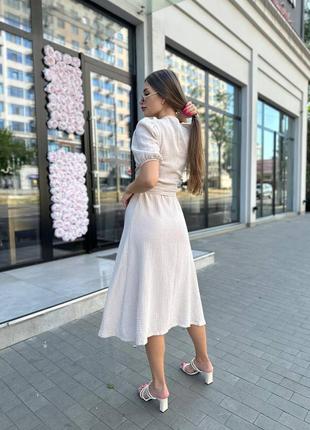 Стильна бежева біла лавандова сукня з мусліну хіт продаж 3 кольори5 фото