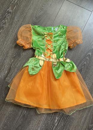 Карнавальное платье тыквы мандарин апельсин цветочка листочек 2 3 года
