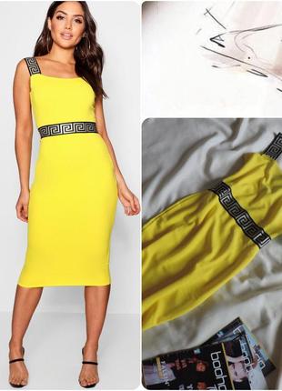 Англия яркое летнее платье длины миди greak bodycon midi asos boohoo