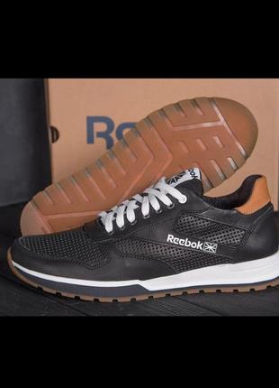 Мужские летние кроссовки перфорация reebok classic black