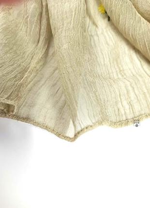 Огромный палантин шарф парео шелковый шелк жатка с вышивкой тонкий новый6 фото
