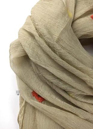 Огромный палантин шарф парео шелковый шелк жатка с вышивкой тонкий новый4 фото