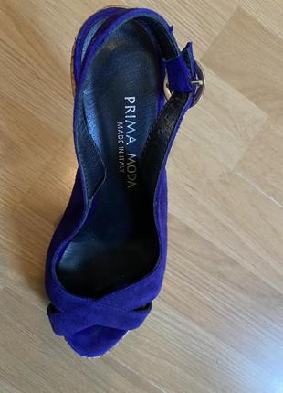 Босоножки на каблуке, сине-фиолетовые, италия9 фото