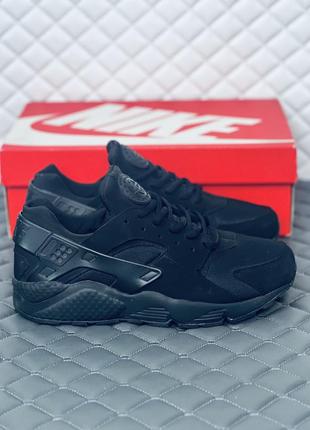 Nike air huarache black кроссовки мужские найк хуарачи чёрные1 фото