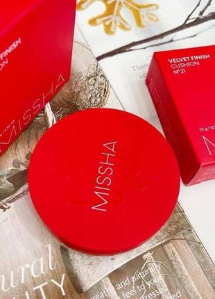 Тональний кушон з матовим фінішем❤ missha velvet finish cushion spf50+ pa+++1 фото