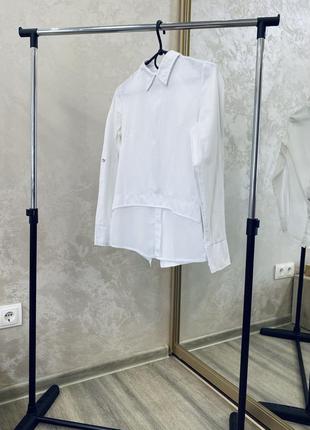 Рубашка белая базовая на девушку 152 см xxs/xs на длинном рукаве