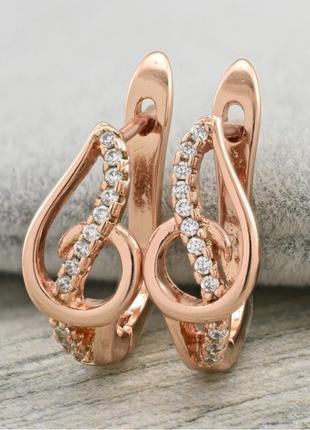 Серьги xuping 26511 размер 15х6 мм вес 2.1 г белые фианиты позолота ро