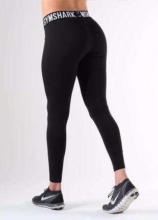 Спортивные лосины gymshark fit leggins black/white2 фото