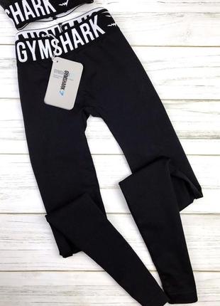 Спортивные лосины gymshark fit leggins black/white5 фото