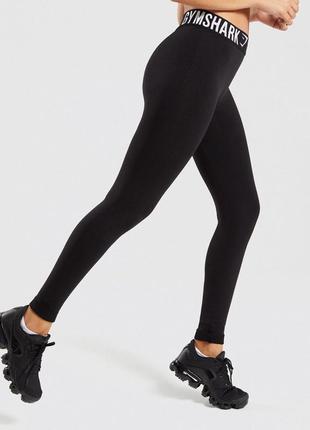 Спортивные лосины gymshark fit leggins black/white1 фото