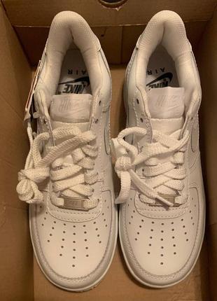 Кроссовки nike air force leather white кожа форсы кожа найк найки эйр белые4 фото