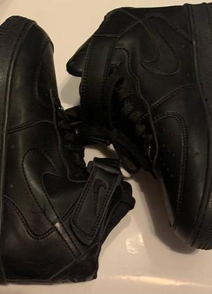 Кроссовки nike air force hi leather black кожа форсы кожужа найки эйр форс высокие черные7 фото