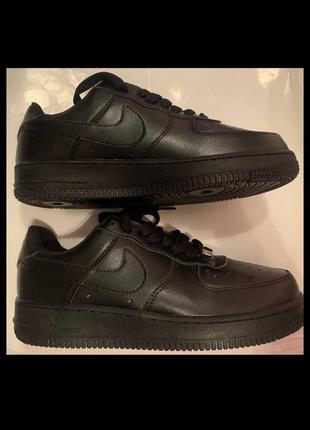 Кроссовки nike air force leather black кожа форсы кожа найк найки эйр форс черные