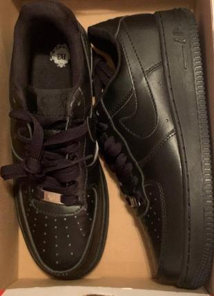 Кроссовки nike air force leather black кожа форсы кожа найк найки эйр форс черные5 фото