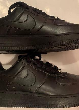 Кросівки nike air force leather black шкіра форси кожа найк найки ейр форс чорні2 фото