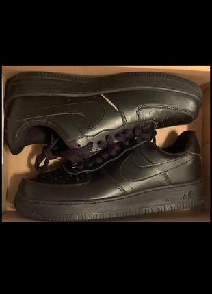 Кроссовки nike air force leather black кожа форсы кожа найк найки эйр форс черные1 фото