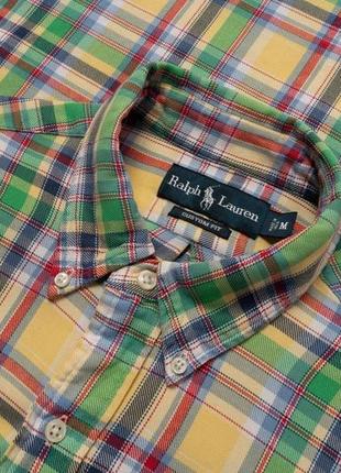 Ralph lauren custom fit vintage plaid flannel button down checkered shirt  чоловіча сорочка