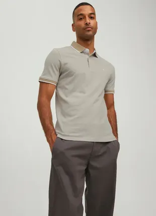 Футболка поло jack&jones jjepaulos polo ss noos beige