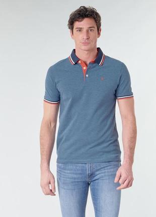 Футболка поло jack&jones jjepaulos polo ss noos blue