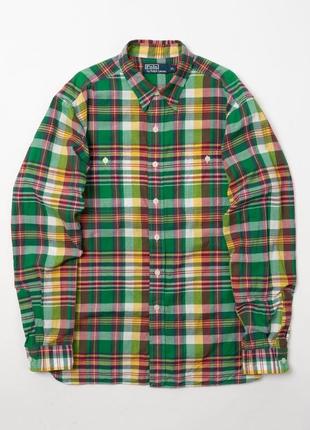 Polo ralph lauren vintage plaid flannelдка downstarhered shirt мужская рубашка2 фото