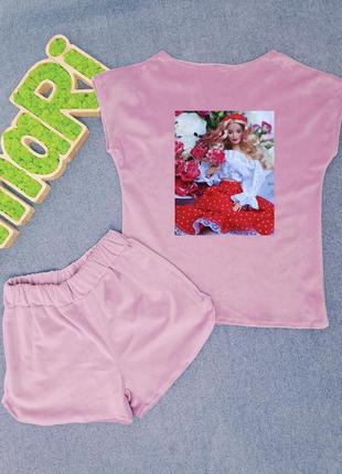 Велюрова піжамка двійка для дівчинки барбі / barbie3 фото