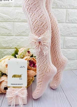 Ажурные колготы с бантиком для девочки турецкие1 фото