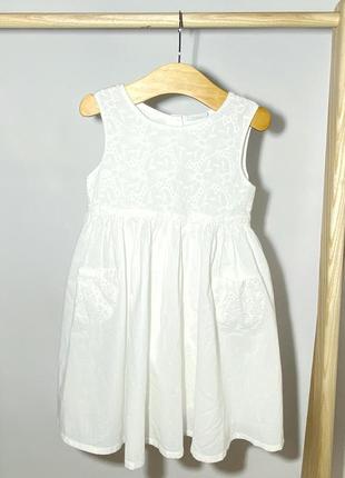 Платье хлопковое 2-3 года белое