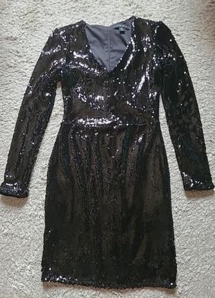 Коктейльное платье мини в пайетках.1 фото
