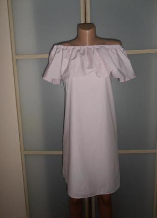 Платье с воланом пудра котон 44р1 фото