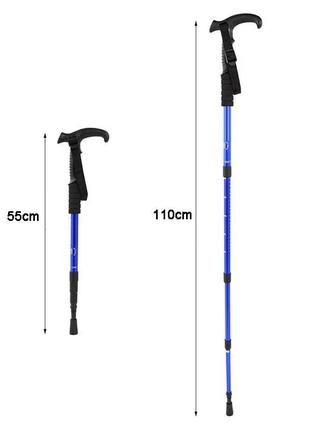 Палиця-тростина suolide antishock телескопічна з вигнутою ручкою для трекінгу та реабілітації — 1 шт (black)8 фото