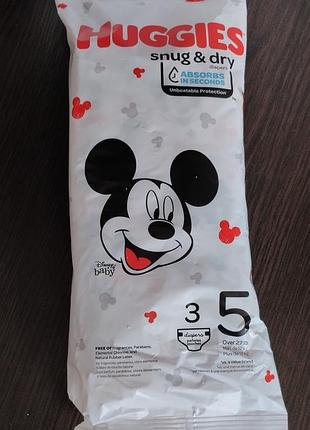 Подгузники подгузники памперсы huggies snug & dry 3шт размер 5