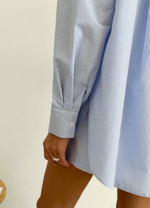 Костюм женский летний из натуральной ткани хлопка хлопковый рубашка и + шорты в полоску белый синий голубой8 фото