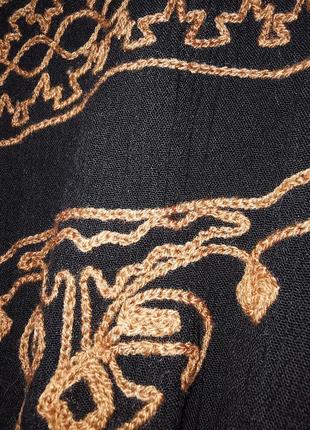 Платье с вышивкой из вискозы жатая ткань natural в этно стиле миди4 фото