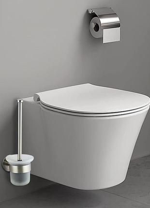 Щетка для унитаза hystun ершик туалетный настенный самоклеющийся из нержавейки и стекла 3