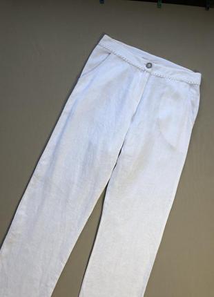 Белые льняные брюки4 фото