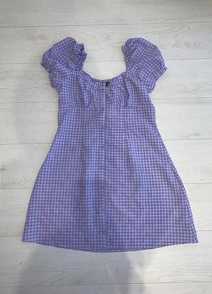 Короткое поавление платье в клетку фиолетовое h&amp;m divided s