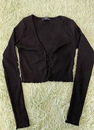 Топ кроп-топ з довгим рукавом кофта в рубчик