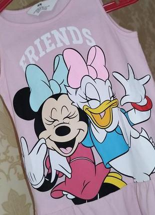 ❤️ лот платье сарафан h&m дисней disney хлопковый котон хлопок рюша оборка волан минни микки маус уточка полоска сукня накатка рисунок принт7 фото