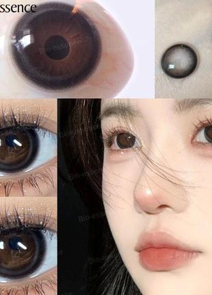 Цветные линзы чёрные high gloss black + контейнер для хранения в подарок