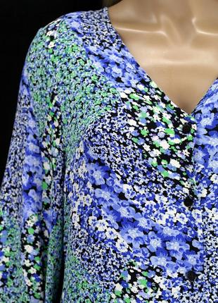 Брендовая вискозная блузка "f&f" с цветочным принтом. размер uk14/eur42.2 фото