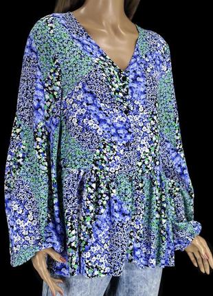 Брендовая вискозная блузка "f&f" с цветочным принтом. размер uk14/eur42.3 фото