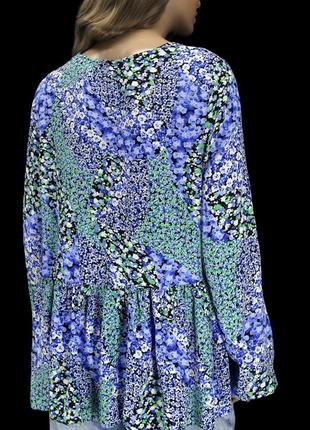 Брендовая вискозная блузка "f&f" с цветочным принтом. размер uk14/eur42.4 фото