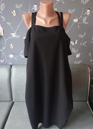 Красивое женское черное платье большой размер батал 50 /52/54 сарафан1 фото