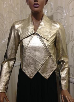Куртка/косуха золотого цвета - кожа, gold cut (германия), размер s4 фото