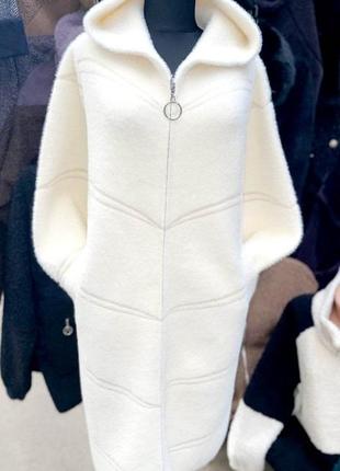 Пальто альпака турция люкс коллекция с капюшоном9 фото