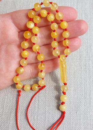 Матовые мусульманские янтарные четки, чотки із натурального матового бурштину
