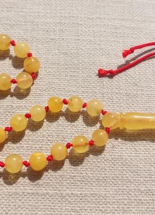 Матовые мусульманские янтарные четки, чотки із натурального матового бурштину