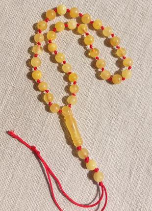 Матовые мусульманские янтарные четки, чотки із натурального матового бурштину