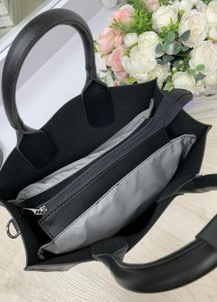 Черная модная женская сумка экокожа3 фото