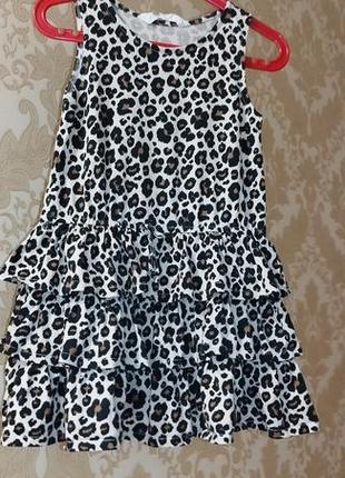 ❤️ платье натуральное сарафан ярусный рюша оборка волан принт рисунок хлопковый хлопок котон леопард сукня5 фото